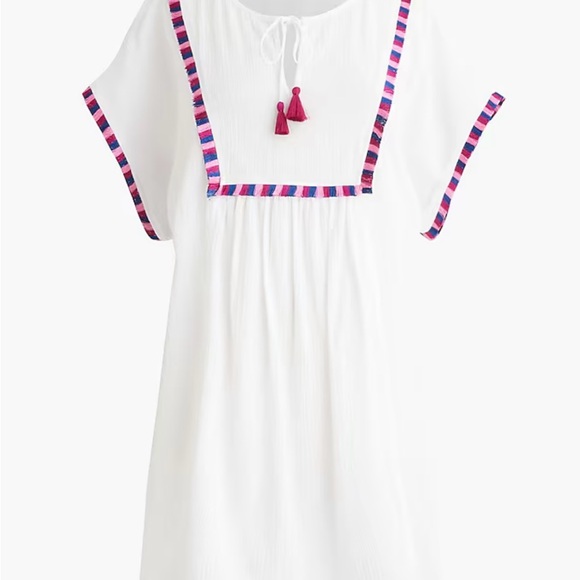 J. Crew White and Green Fringe Beach Tunic - Picture 6 of 6